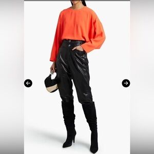 IRO Lithe Crepe Longsleeves Red Orange Blouse Size 8